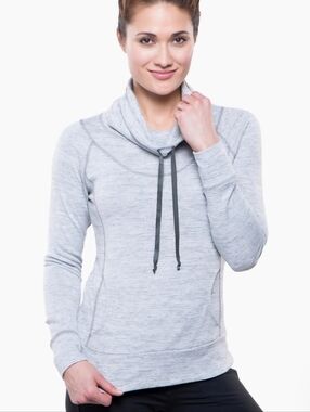 Kuhl Lea Light Gray Cowl Neck Pullover Top